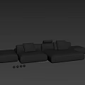 Navy Blue Sectional Sofa With Tan Accent Cushions And Modern Fabric Design