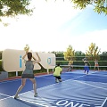 modern volleyball court badminton court sports ground 3d model