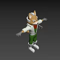 Cartoon Game Character With White Coat Green Pants And Outstretched Arms