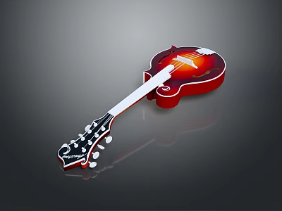 Washburn Electric Guitar With Red And White Body And Reflective Finish 3d model