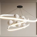Elegant Modern Chandelier with Curved Light Strips and White Spheres Design