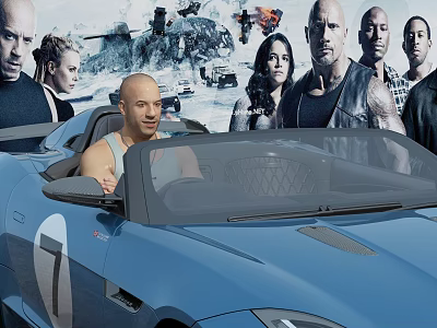 Blue Convertible Sports Car With Number 7 On Body And Open Top Design 3d model