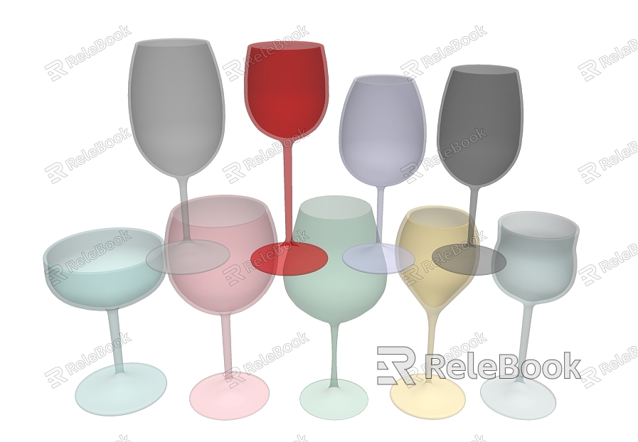 Glass red wine goblet model