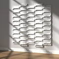 White Textured Decorative Wall Panels In Modern Interior With Lighting 3d model