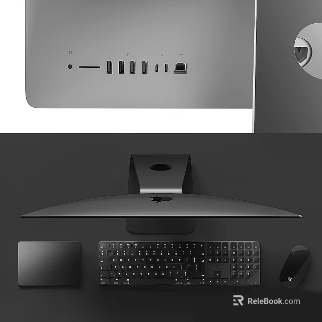 Sleek Modern Black Silver Computer Setup With Monitor Keyboard And Mouse Design 3d model 