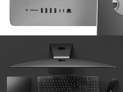 Sleek Modern Black Silver Computer Setup With Monitor Keyboard And Mouse Design 3d model