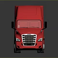 Sleek Red Semi Truck Cab With Black Trailer And Reflective Surface Design Details