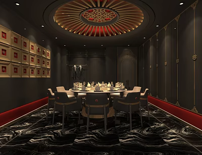 Ethnic Style Room Mongolian Element Restaurant Room 3d model