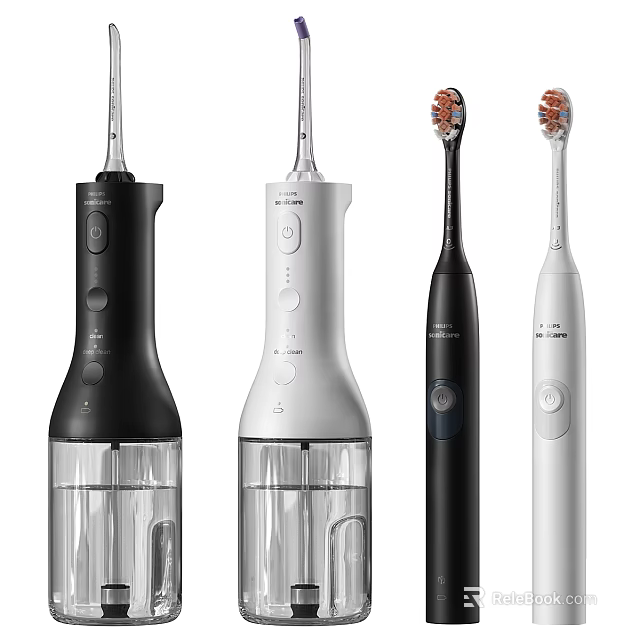 Modern Water Flossers and Electric Toothbrushes with Black White Design for Home Oral Care 3d model 
