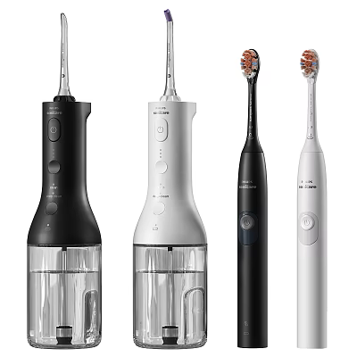 Modern Water Flossers and Electric Toothbrushes with Black White Design for Home Oral Care 3d model