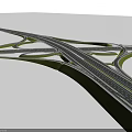 Modern Interchange Bridge With Multi Level Roads Green Vegetation And Aerial View 3d model