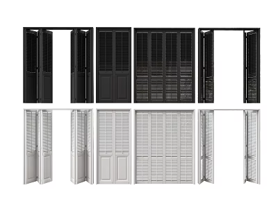 Modern shutter folding door multi-sliding door sliding door grille door partition door 3d model