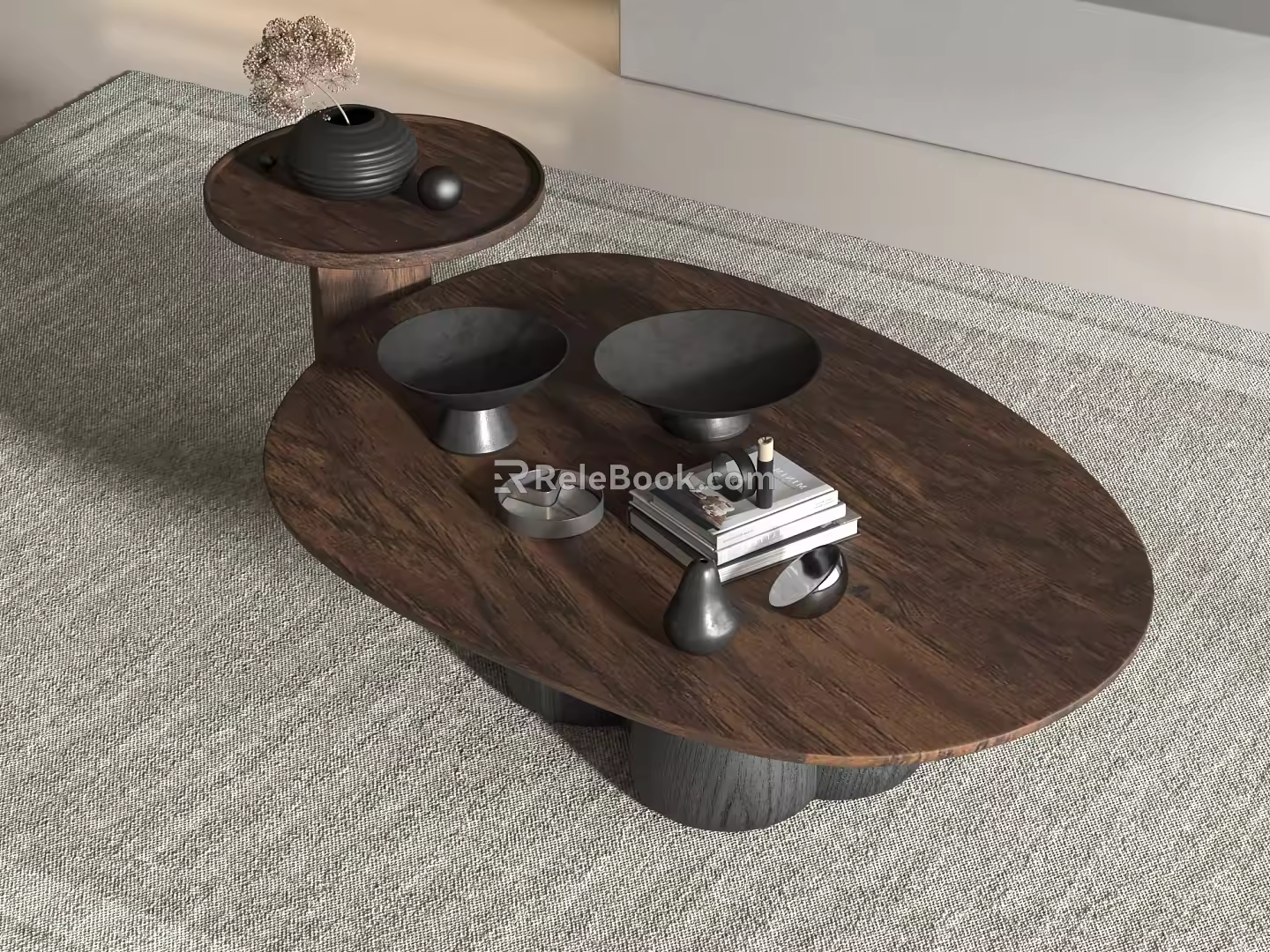 Middle Ancient Tea Table Round Tea Table 3d model