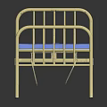 Minimalist Metal Bed Frame With Blue Mattress And Sleek Structure Design