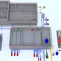 Industrial Factory Building Structural Layout With Pipes Equipment And Storage Tanks
