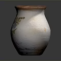 Handcrafted Ceramic Sculpture White Body With Brown Rim And Textured Surface
