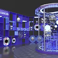 Fashion Themed Display Area With Circular Structure Spheres And Lighting Elements 3d model