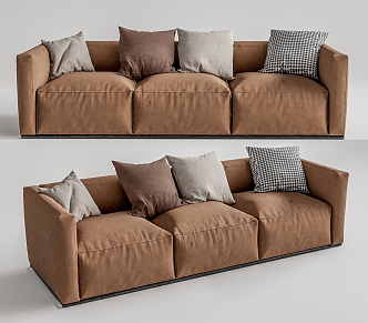 Modern three-seat sofa multiplayer sofa 3d model