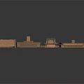 Scattered Brown Architectural Model Components With Bricks Arches And Columns