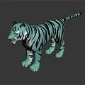 Turquoise Tiger Character With Black Stripes In 3D Stylized Render Design