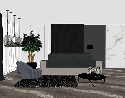 Modern Sofa Coffee Table Combo Fabric Sofa 3d model