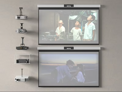 Advanced Projection Monitoring System With Multiple Projectors And Projection Screens Displaying Scenes 3d model