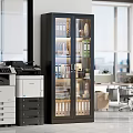 Modern Office Interior With Glass Door Cabinet Printers Files And Windows