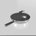Modern Non Stick Frying Pan With Transparent Lid Green Handle And Silver Body