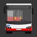 Modern City Bus With White And Red Exterior And Red Interior Seats Design