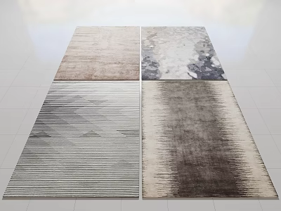 Four Square Rugs with Diverse Patterns Textures and Neutral Color Tones 3d model