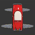 Red Car Airplane Hybrid Model with Blue Yellow Wings and Propeller Decoration on Reflective Surface