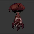 Game and Movie Fantasy Character With Red Pink Body Large Purple Eyes and Multiple Legs