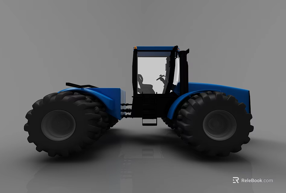 Heavy Duty Blue Tractor With Large Tires And Modern Cab Design 3d model 