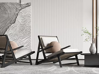 Modern leisure table and chair combination single chair 3d model