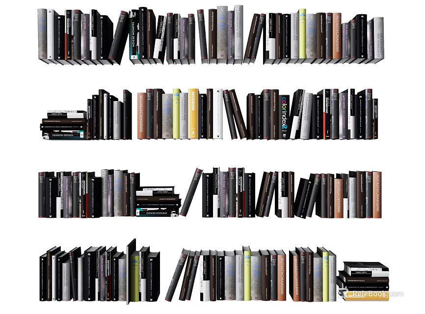 Diverse Books and Magazines Stacked on Shelves Collection 3d model 