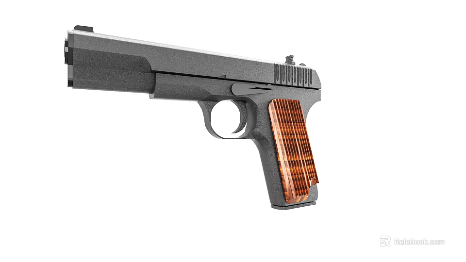 Sleek Black Semi Automatic Pistol With Wooden Grip And Metal Components Design 3d model 