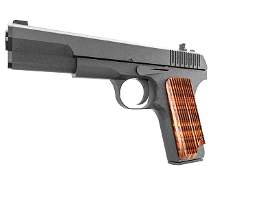 Sleek Black Semi Automatic Pistol With Wooden Grip And Metal Components Design 3d model