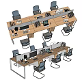 Modern Office Work Desk Setup With Ergonomic Chairs Computers And Office Supplies 3d model