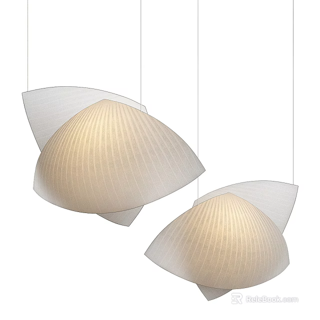 Modern Minimalist Ceiling Lights With Hemispherical Striped White Fabric Shades 3d model 