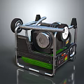 Portable Generator With Metal Frame Handle Wheels Control Panel And Green Base 3d model