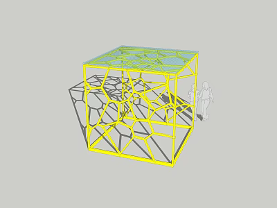 Yellow Geometric Frame Sports Equipment With Green Mesh Top For Fitness Training Kids And Adults 3d model