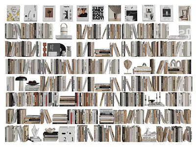 Stylish Books and Magazines Display with Wooden Shelves and Stacked Arrangement 3d model