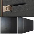 Modern Black Swing Door Featuring Brushed Brass Handle And Sleek Textured Surface