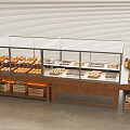 Bakery Display Shelves With Glass Doors Holding Fresh Pastries And Breads