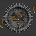 Shiny Metallic Round Ashtray With Cigarette Butts And Scattered Pieces On Dark Background