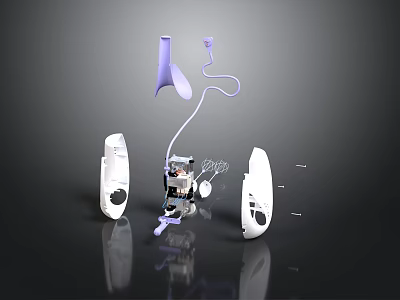 Modern Electronic Appliances With White And Purple Components And Sleek Design 3d model