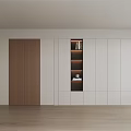 Modern Wardrobe Design With White Wooden Panels And Open Shelves