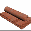 Two Orange Towels with Wavy White Pattern Folded and Rolled