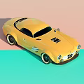 Yellow Vintage Mercedes Sports Car With Classic Design On Pink And Green Pastel Background