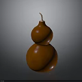 Decorative Orange Gourd With Two Spherical Sections And Small Curved Stem On Gray Background